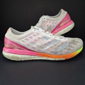 Adidas Adizero Boston 9 White Screaming Pink Shoes H68744 Women's Size 10